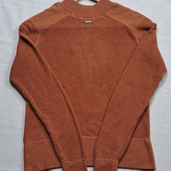 prAna Waffle Knit Sweater XS Rust Orange Organic Cotton Textured Pullover - Picture 3 of 8